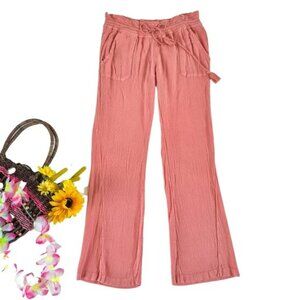 Roxy Women's Pink Peach Beachwear Pants Size Large Drawstring Waist Pull On Y2K